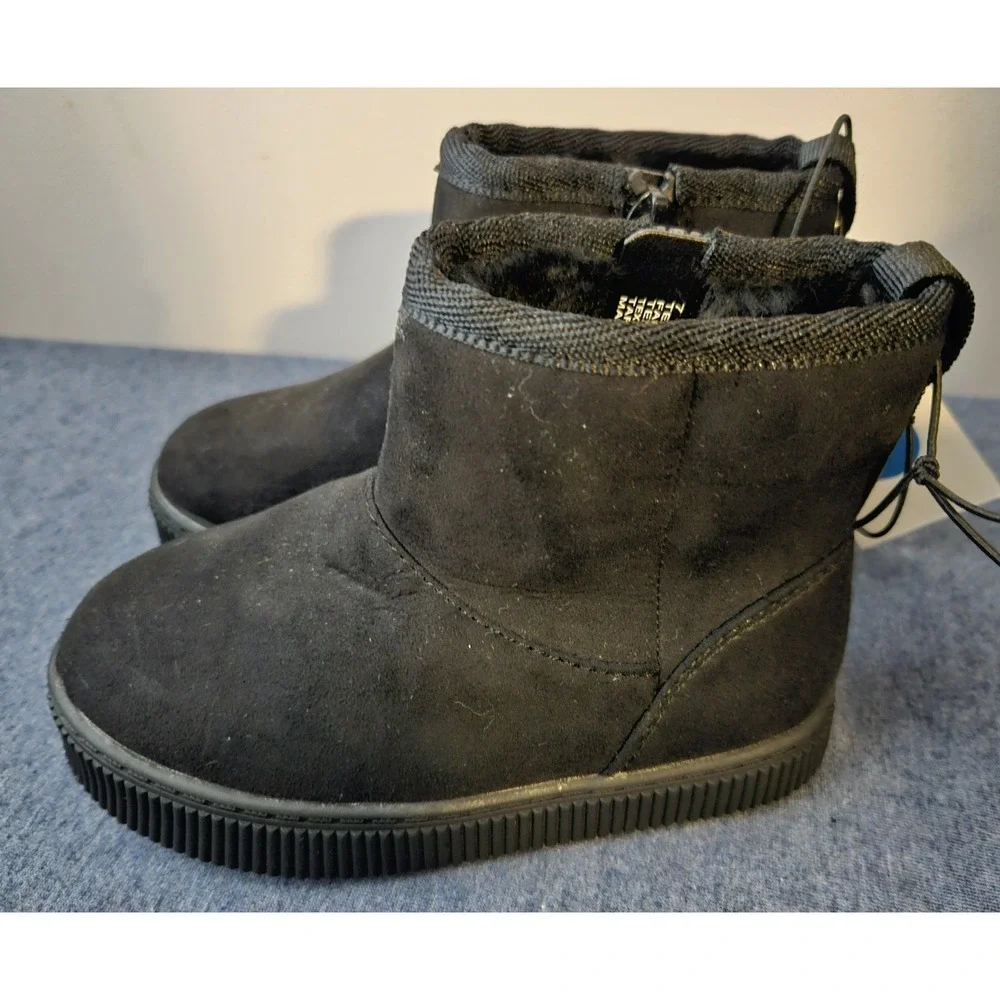 Cat & Jack Toddler Girls Arlo Zipper Winter Shearling Style Boots‎ Black Size 7